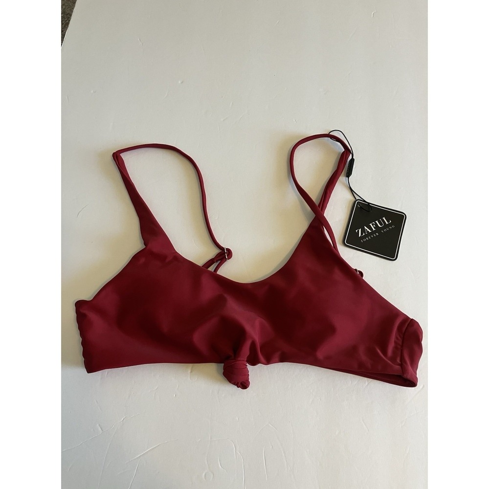 Zaful Swimsuit Bikini Top Red Knot Accent Size S Small US 4 C651